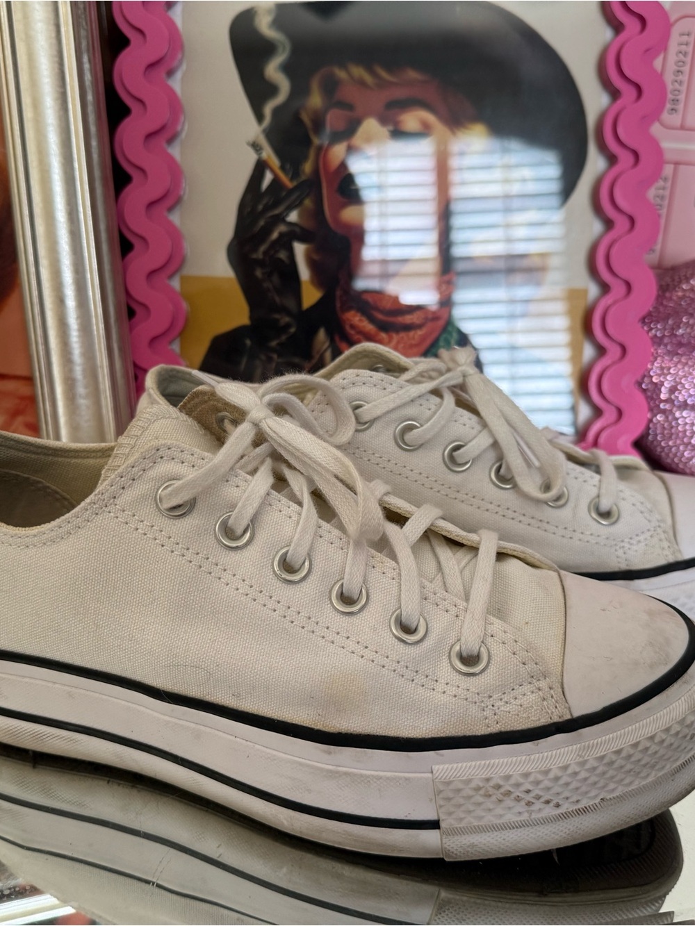 Converse Low Top Canvas Sneakers in Off-White